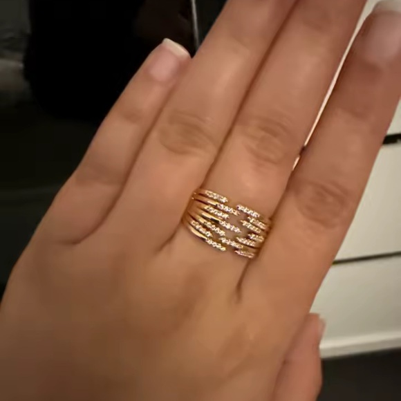 Anthropologie Spiral Gold Crystal Ring - Picture 10 of 14